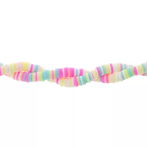 Perla in pasta polimerica 6x1mm Mix Rosa fluorescente - Bianco - Giallo x39cm