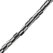 Perline tubolari in pasta polimerica Heishi 6x6 mm-Bianco-Nero a righe x40cm