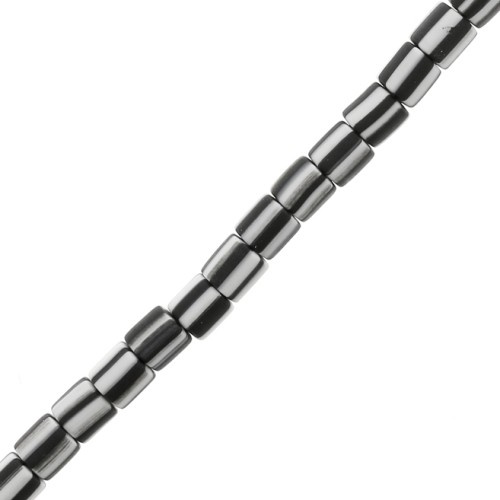 Perline tubolari in pasta polimerica Heishi 6x6 mm-Bianco-Nero a righe x40cm