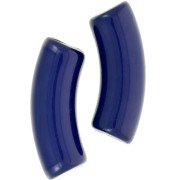 Perline tubolari curve in acrilica  opaca 35x11 mm - Blu scuro x6