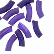 Perline tubolari curve in acrilico trasparente 35x11 mm - Aubergine Blue Marble x6