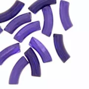 Perline tubolari curve in acrilico trasparente 35x11 mm - Aubergine Blue Marble x6