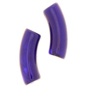 Perline tubolari curve in acrilico trasparente 35x11 mm - Aubergine Blue Marble x6