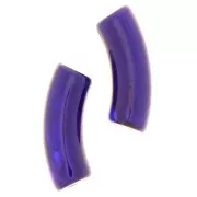 Perline tubolari curve in acrilico trasparente 35x11 mm - Aubergine Blue Marble x6