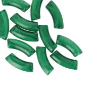 Perline tubolari curve 35x11 mm in acrilico trasparente - Verde scuro marmorizzato x6
