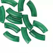 Perline tubolari curve in acrilica  trasparente 35x11 mm - Verde scuro marmorizzato x6