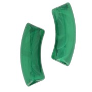Perline tubolari curve 35x11 mm in acrilico trasparente - Verde scuro marmorizzato x6