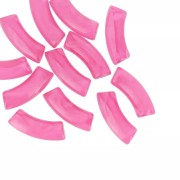 Perline tubolari curve in acrilico trasparente 35x11 mm - Dark Pink Marble x6