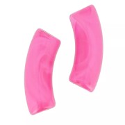 Perline tubolari curve in acrilica  trasparente 35x11 mm - Marble Rosa scuro x6