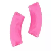 Perline tubolari curve in acrilico trasparente 35x11 mm - Dark Pink Marble x6