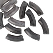 Perline tubolari curve in acrilica  trasparente 35x11 mm - Nero marmorizzato - Bianco x6