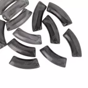 Perline tubolari curve in acrilica  trasparente 35x11 mm - Nero marmorizzato - Bianco x6