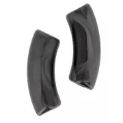 Perline tubolari curve in acrilica trasparente 35x11 mm - Nero marmorizzato - Bianco x6