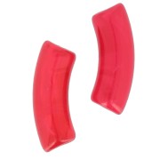Perline tubolari curve in acrilico trasparente 35x11 mm - Red Marble x6