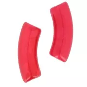 Perline tubolari curve in acrilico trasparente 35x11 mm - Red Marble x6
