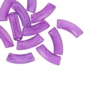 Perline tubolari curve in acrilico trasparente 35x11 mm - Viola marmorizzato x6