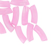 Perline tubolari curve 35x11 mm in acrilico trasparente - Rosa chiaro marmorizzato x6