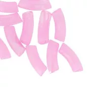 Perline tubolari curve 35x11 mm in acrilico trasparente - Rosa chiaro marmorizzato x6