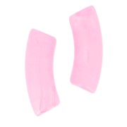 Perline tubolari curve 35x11 mm in acrilico trasparente - Rosa chiaro marmorizzato x6