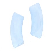 Perline tubolari curve in acrilica  trasparente 35x11 mm - Sky Blue Marble x6
