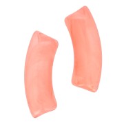 Perline tubolari curve in acrilica  trasparente 35x11 mm - Corallo marmorizzato x6