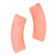 Perline tubolari curve in acrilico trasparente 35x11 mm - Corallo marmorizzato x6