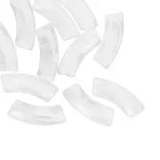 Perline tubolari curve 35x11 mm in acrilico trasparente - Trasparente marmorizzato - Bianco x6