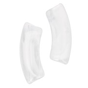 Perline tubolari curve in acrilica  trasparente 35x11 mm - Clear marmorizzato - Bianco x6