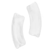 Perline tubolari curve in acrilica  trasparente 35x11 mm - Clear marmorizzato - Bianco x6