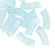 Perline tubolari curve 35x11 mm in acrilico trasparente - Azzurro marmorizzato x6