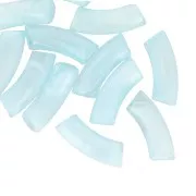 Perline tubolari curve 35x11 mm in acrilico trasparente - Azzurro marmorizzato x6