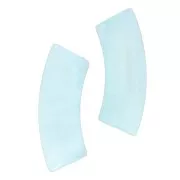 Perline tubolari curve 35x11 mm in acrilico trasparente - Azzurro marmorizzato x6