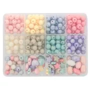 Assortimento di perle in acrilica opaca - multi forma - Pastello x333