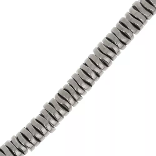 Rondelle ondulate Heishi -wavy - imitazione Ematite - 6x1,7 mm x39cm