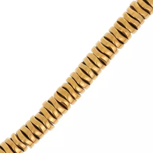 Rondelle ondulate Heishi - wavy - imitazione Ematite 6x1,7 mm - Golden x39cm