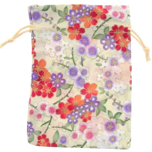 Sacchetto di iuta fiori 95x140 mm - Ecrù - Viola - Rosso x1