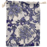 Sacchetto di iuta fiori 17,5x13 cm - Ecru - Blu scuro x1