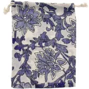 Sacchetto di iuta fiori 17,5x13 cm - Ecru - Blu scuro x1