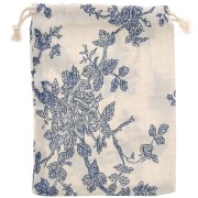 Sacchetto di iuta con rose 17,5x13 cm - Ecrù - Blu scuro x1|raw }}