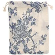 Sacchetto di iuta con rose 17,5x13 cm - Ecrù - Blu scuro x1