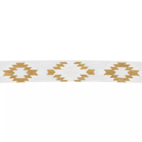 Nastro elastico azteco 15 mm - Bianco - Dorato x1m