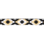 Nastro elastico azteco 15 mm - Nero - Bianco - Dorato x1m|raw }}