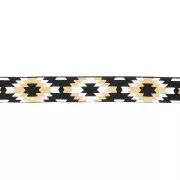 Nastro elastico azteco 15 mm - Nero - Bianco - Dorato x1m
