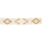 Nastro elastico azteco 15 mm - Beige - Bianco - Dorato x1m