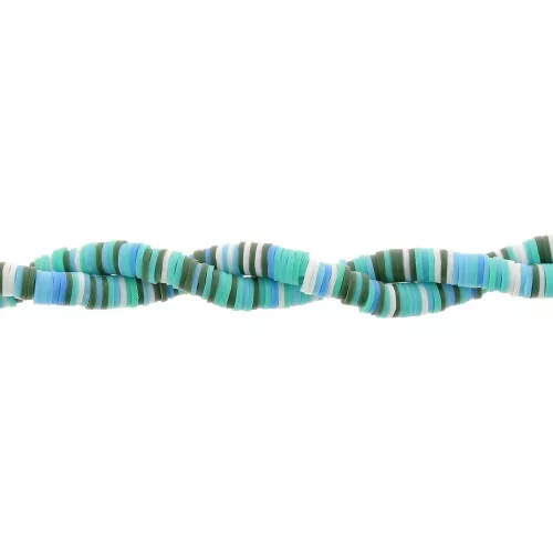 Perle rondelle in pasta polimerica Heishi 6x1mm - Mix Turchese - Verde - Blu x39cm