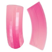 Perline tubolari curve e sfaccettate in resina trasparente 37x12 mm - sfumatura rosa x6