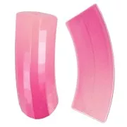 Perline tubolari curve e sfaccettate in resina trasparente 37x12 mm - sfumatura rosa x6