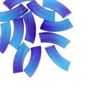 Perline tubolari curve e sfaccettate in resina trasparente 37x12 mm - Blu sfumato x6|raw }}