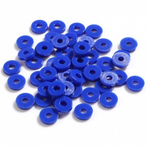 Perline rotonde in plastica Heishi 6x1 mm - Blu scuro x 1.8g