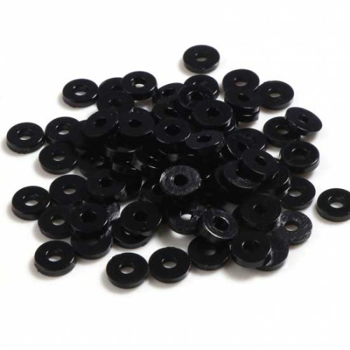 Perline rotonde in plastica Heishi 6x1 mm - Nero x1.8g
